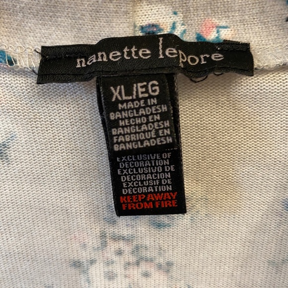 Nanette Lepore Wrap Gray Knit Style Floral Robe - Picture 2 of 4